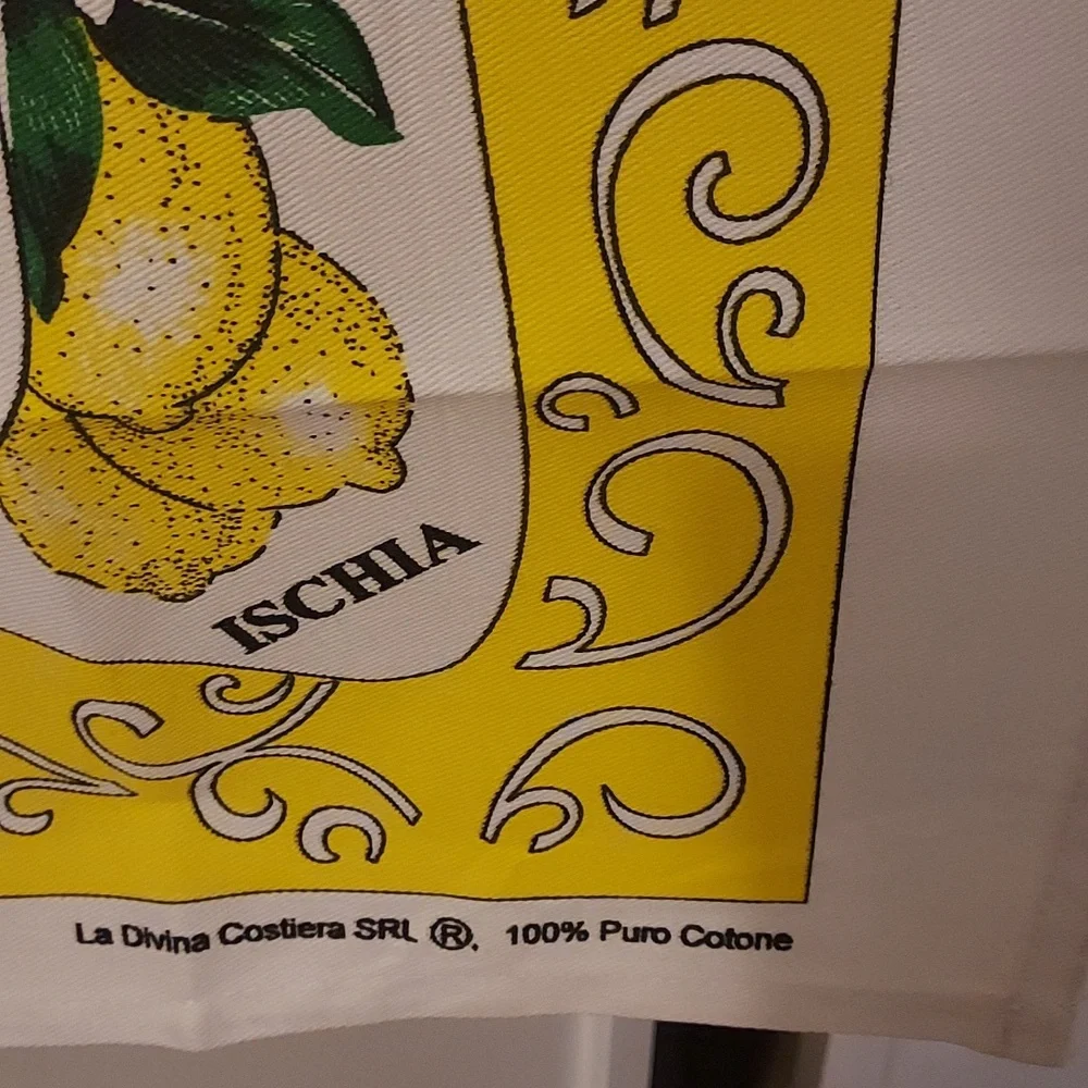 Italian Dish Towel Tea Towel Yellow White Recipe Theme